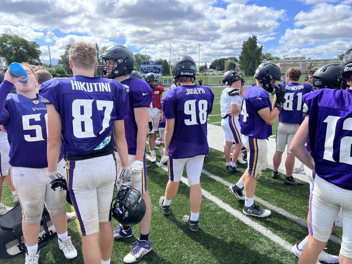 I coach Highschool football and we had a scrimmage against Minneapolis Southwest. They used the old Vikings practice jerseys from a couple years back. Some familiar names.