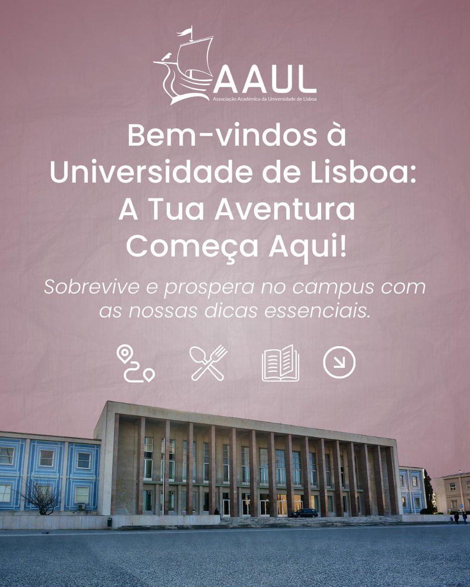 aaulisboa's tweet photo. Bem-vindos à Universidade de Lisboa!🤩

Começa agora uma nova etapa cheia de descobertas, desafios e oportunidades

A AAUL está ao teu lado para tornar esta jornada mais fácil e divertida.

👉 Desliza para descobrir dicas e aproveitar ao máximo a tua vida académica. https://t.co/PevovI3wP3