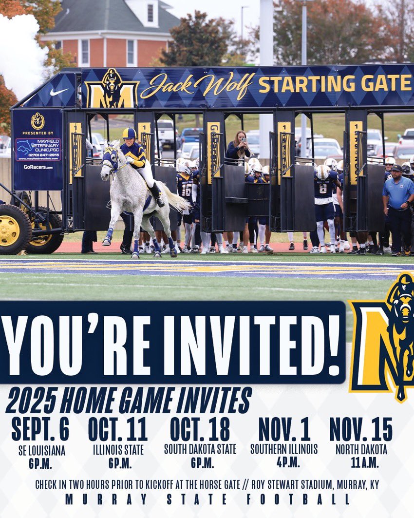 Thank you for the game invite!  Excited for my first unofficial visit.   <a href="/WrightJody/">Jody Wright</a> <a href="/racersfootball/">Murray State Football</a>  <a href="/MSUFBRecruit/">Murray State Football Recruiting</a> <a href="/Ryle_Football/">Ryle Football</a>