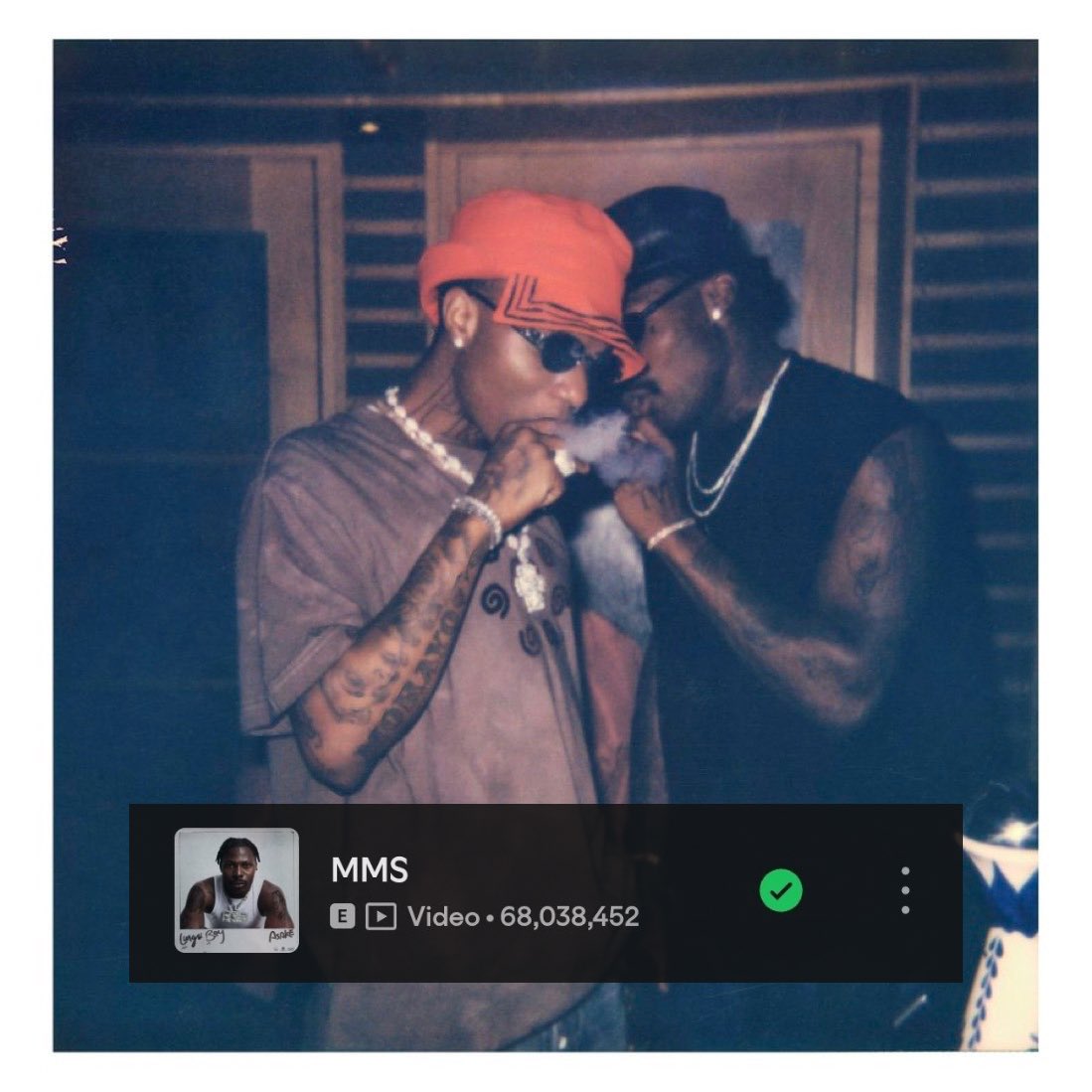 .<a href="/asakemusik/">ASAKE</a> &amp; <a href="/wizkidayo/">Wizkid</a>’s “MMS” has now surpassed 68 MILLION streams on Spotify..!🦅