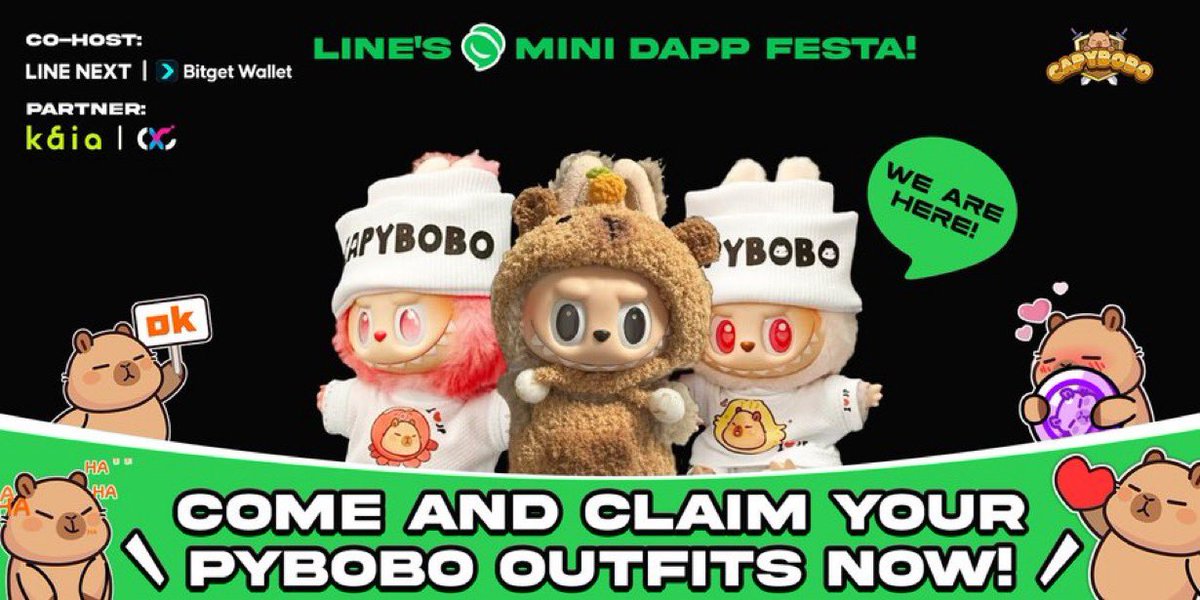 Real DeFi (@real_defi_) on Twitter photo 🇯🇵 Tokyo, get ready!
Capybobo is officially joining LINE’s Mini Dapp Festa at Build & Play alongside <a href="/BitgetWallet/">Bitget Wallet 🩵</a> & <a href="/dapp_portal/">Dapp Portal</a>! 🎉
Expect an unforgettable day filled with:
✨ Live shows & idol performances
🎊 Summer festival vibes
🎁 Exclusive gifts — masks, stickers, and a 🇯🇵 Tokyo, get ready!
Capybobo is officially joining LINE’s Mini Dapp Festa at Build & Play alongside <a href="/BitgetWallet/">Bitget Wallet 🩵</a> & <a href="/dapp_portal/">Dapp Portal</a>! 🎉
Expect an unforgettable day filled with:
✨ Live shows & idol performances
🎊 Summer festival vibes
🎁 Exclusive gifts — masks, stickers, and a