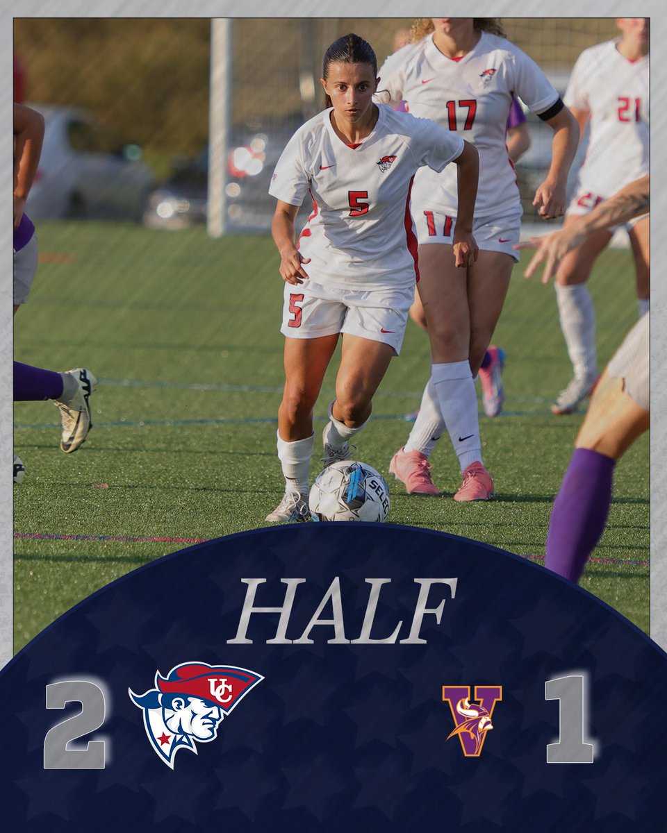 Patriots take the 2-1 lead into halftime in the top-15 matchup.  UC has outshot the Vikings 6-3 in the first half #OneBigTeam