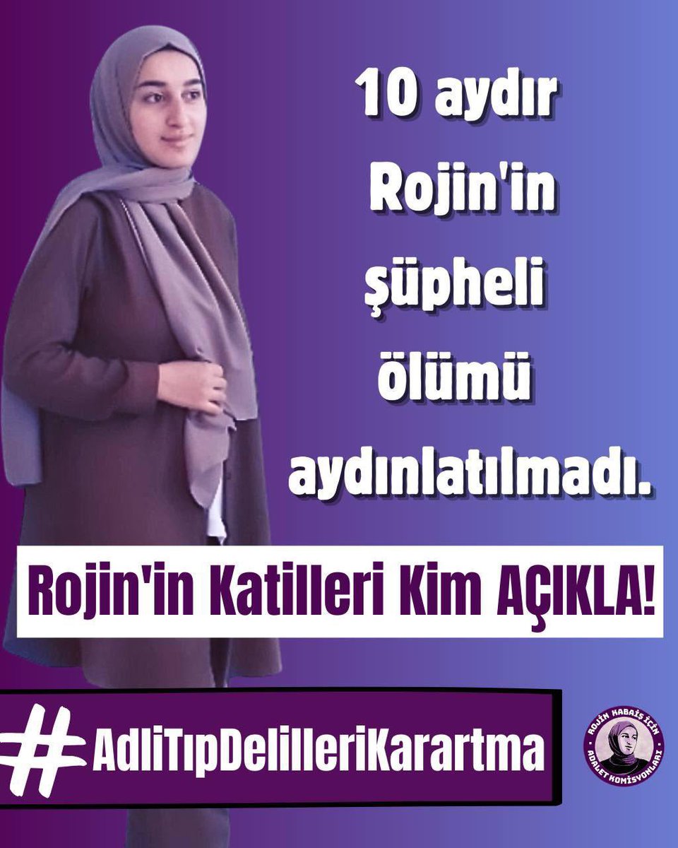 Rojin Kabaiş’in bedeninde tespit edilen 2 erkek DNA’sı kime ait?

Etkin soruşturma yürütülsün, deliller karartılmadan, failler yargılansın!

Rojin için adalet mücadelemizden vazgeçmeyeceğiz!
 #AdliTıpDelilleriKarartma