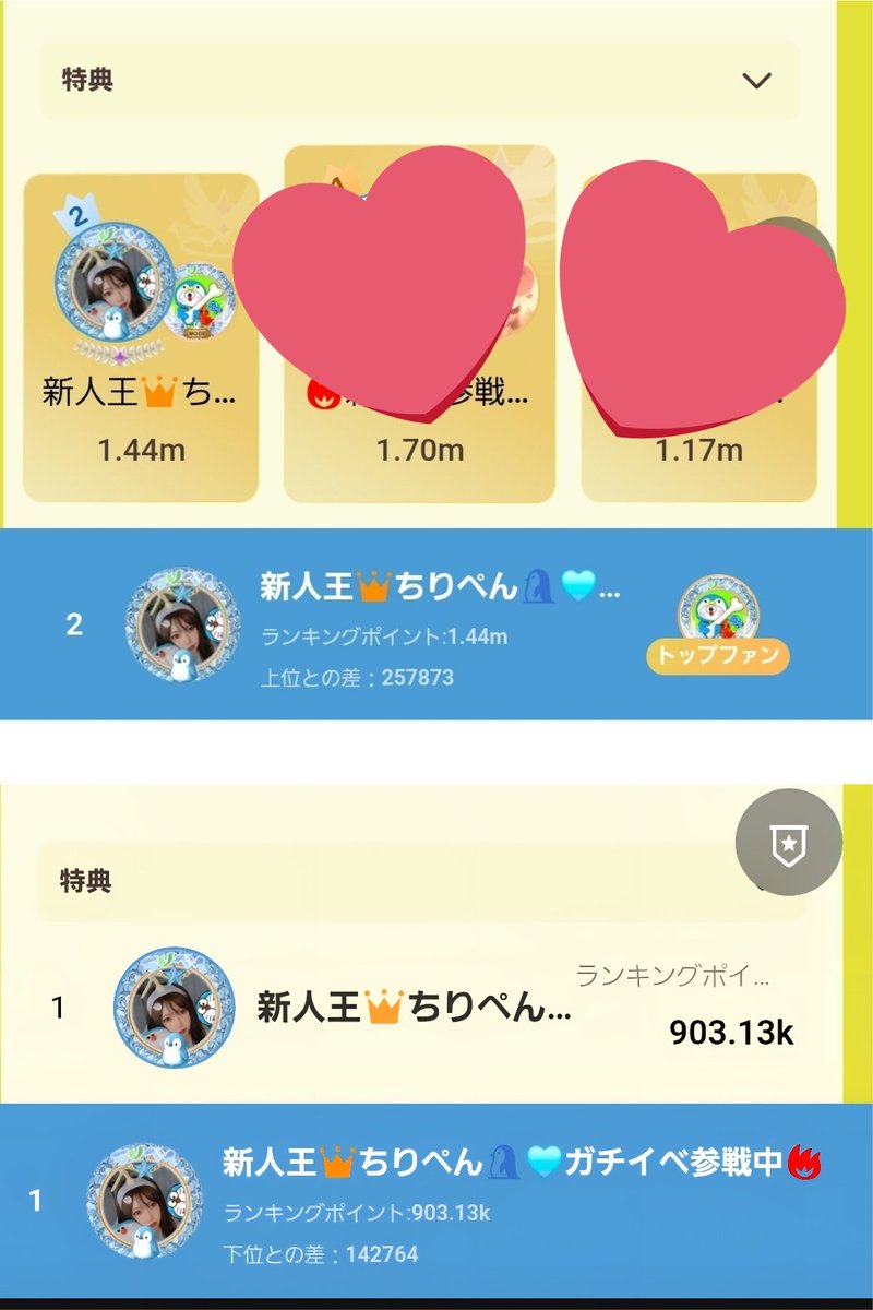 penpen_daaa's tweet photo. 本日の夜配信終わり
まだ3日目始まったばかりだし
全然変動するのは分かってるけど
嬉しい気持ちで寝てもいいですか🥹
総合2位、デイリー1位
最後まで走りきるぞーっ🔥

毎日ミッションあって
みんなの1つがめっちゃ大きいので
なにとぞ...
応援お願いします🥹

明日お昼の部は12時から🫡🫡 https://t.co/5iCblDMmTf