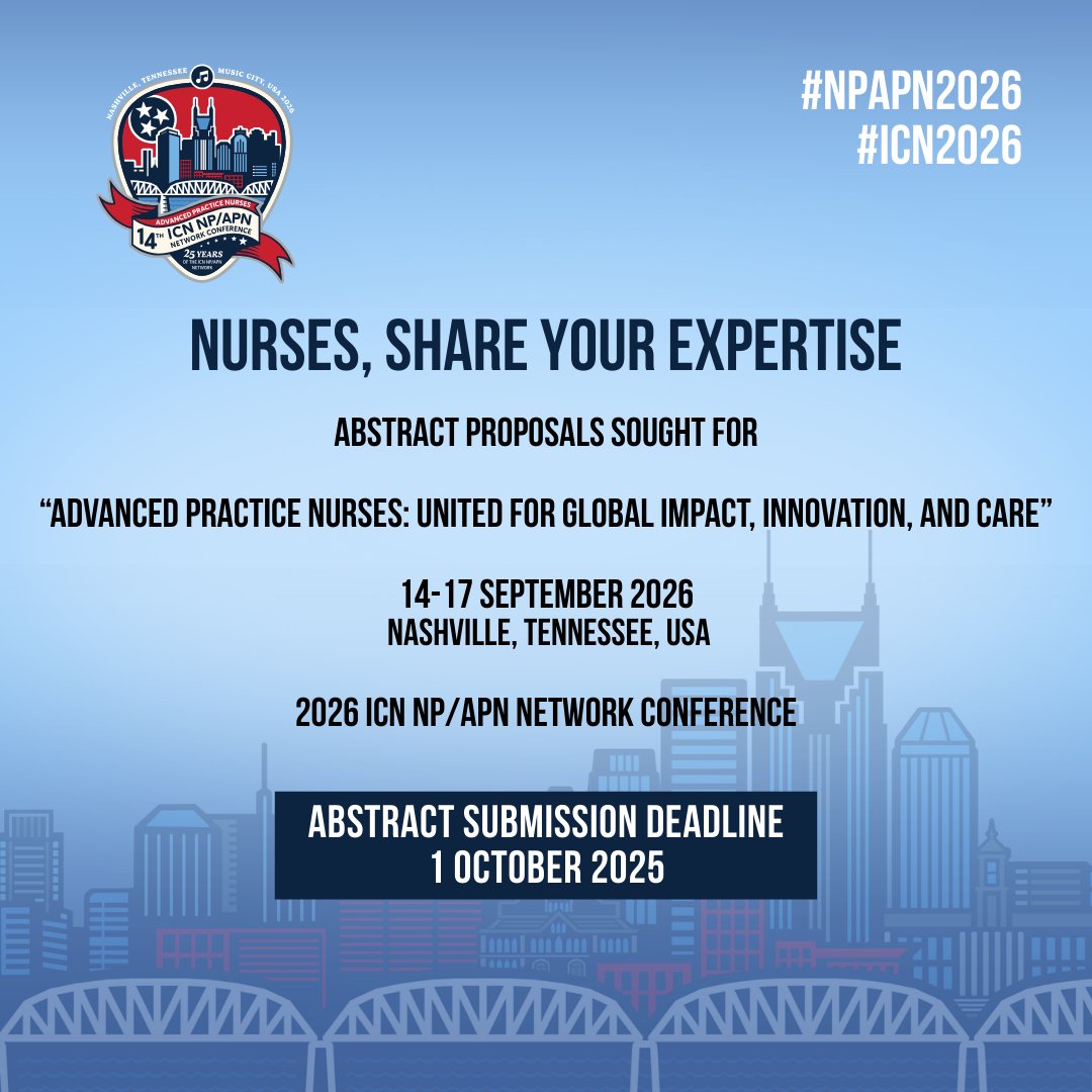 Vanderbilt School of Nursing (@vanderbiltnurse) on Twitter photo Take part in this 4-day international exchange of ideas and strategies in advanced practice with <a href="/ICNurses/">ICN</a> <a href="/ICNGlobalAPN/">ICN NP APN Network</a>! Submit your abstract here:
ow.ly/JNQw50WKtTW <a href="/ANANursingWorld/">American Nurses Association</a> Take part in this 4-day international exchange of ideas and strategies in advanced practice with <a href="/ICNurses/">ICN</a> <a href="/ICNGlobalAPN/">ICN NP APN Network</a>! Submit your abstract here:
ow.ly/JNQw50WKtTW <a href="/ANANursingWorld/">American Nurses Association</a>