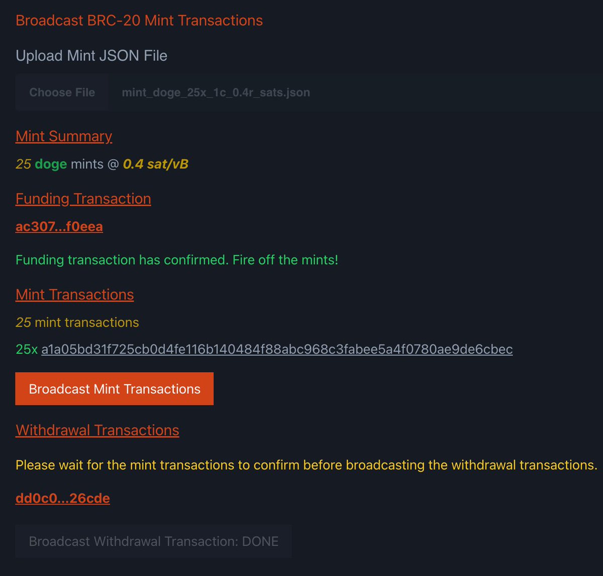 lifofifo β (@lifofifo) on Twitter photo Minting BRC20s with UNCOMMONβ’GOODS below 1 sat/vB just got way easier.
β inscribe.dev/brc20
π Broadcast tool for those without a node
π« Fire off up to 5000 BRC20 + UG mints
π« Free for <a href="/TheWizardsOfOrd/">π§π½ββοΈ The Wizards of Ord β‘οΈ</a> holders
π« Fixed 20k SATS fee for others Minting BRC20s with UNCOMMONβ’GOODS below 1 sat/vB just got way easier.
β inscribe.dev/brc20
π Broadcast tool for those without a node
π« Fire off up to 5000 BRC20 + UG mints
π« Free for <a href="/TheWizardsOfOrd/">π§π½ββοΈ The Wizards of Ord β‘οΈ</a> holders
π« Fixed 20k SATS fee for others