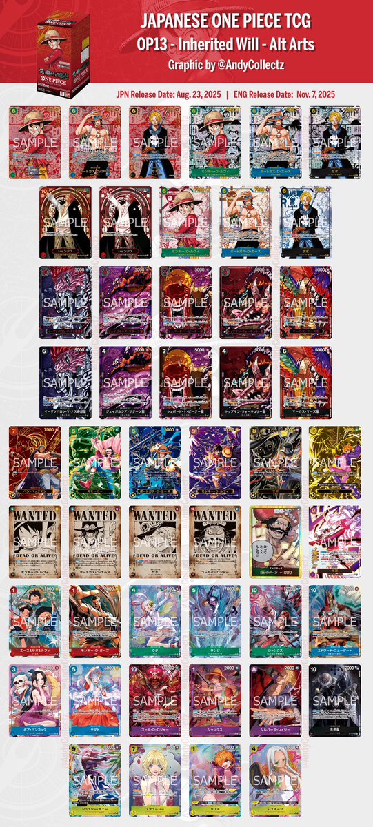 Japanese OP13 3rd Anniversary Set Alt Arts Checklist