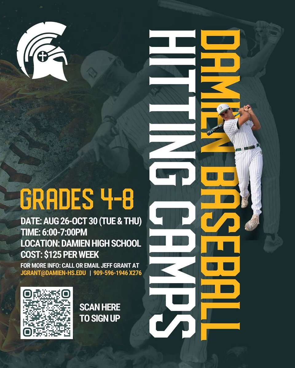 Hitters grades 4th-8th come get your work in at our Hitting Camps. Tuesdays and Thursdays 6pm-7pm. Scan the QR Code or Click the link in our bio.
