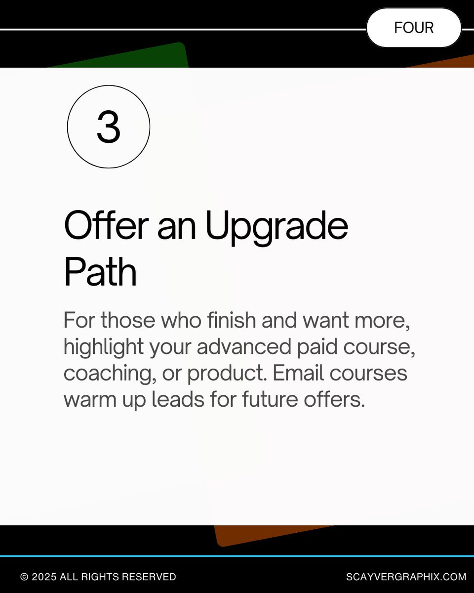 scayvergraphix's tweet image. Want to stand out in crowded inboxes? 📚
Create a free email course that delivers fast wins. Break it down, add mini tasks, and guide them toward deeper offers.
Education leads to loyal subscribers.
#EmailCourse #ListBuilding #TeachOnline #BusinessTips