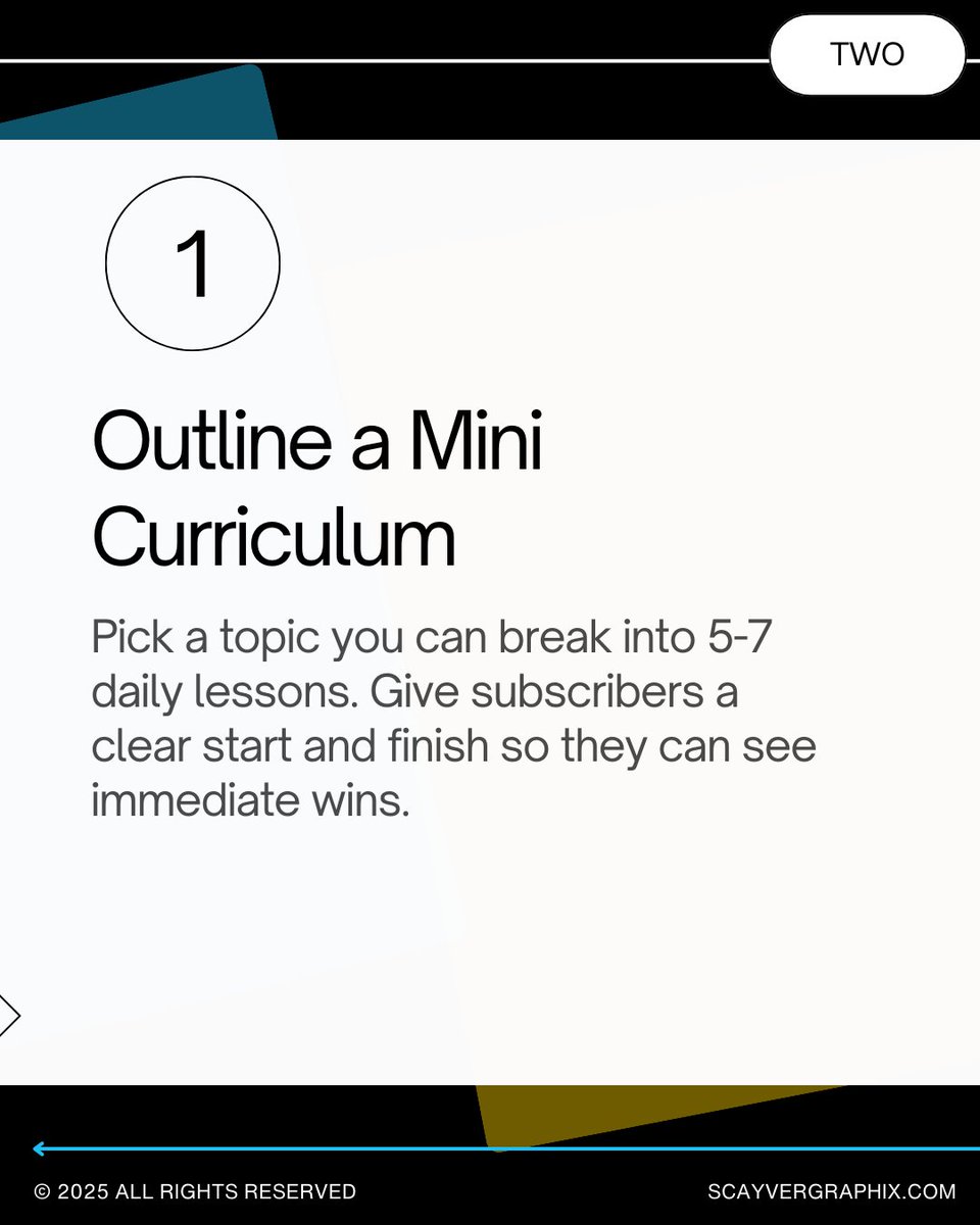 scayvergraphix's tweet image. Want to stand out in crowded inboxes? 📚
Create a free email course that delivers fast wins. Break it down, add mini tasks, and guide them toward deeper offers.
Education leads to loyal subscribers.
#EmailCourse #ListBuilding #TeachOnline #BusinessTips