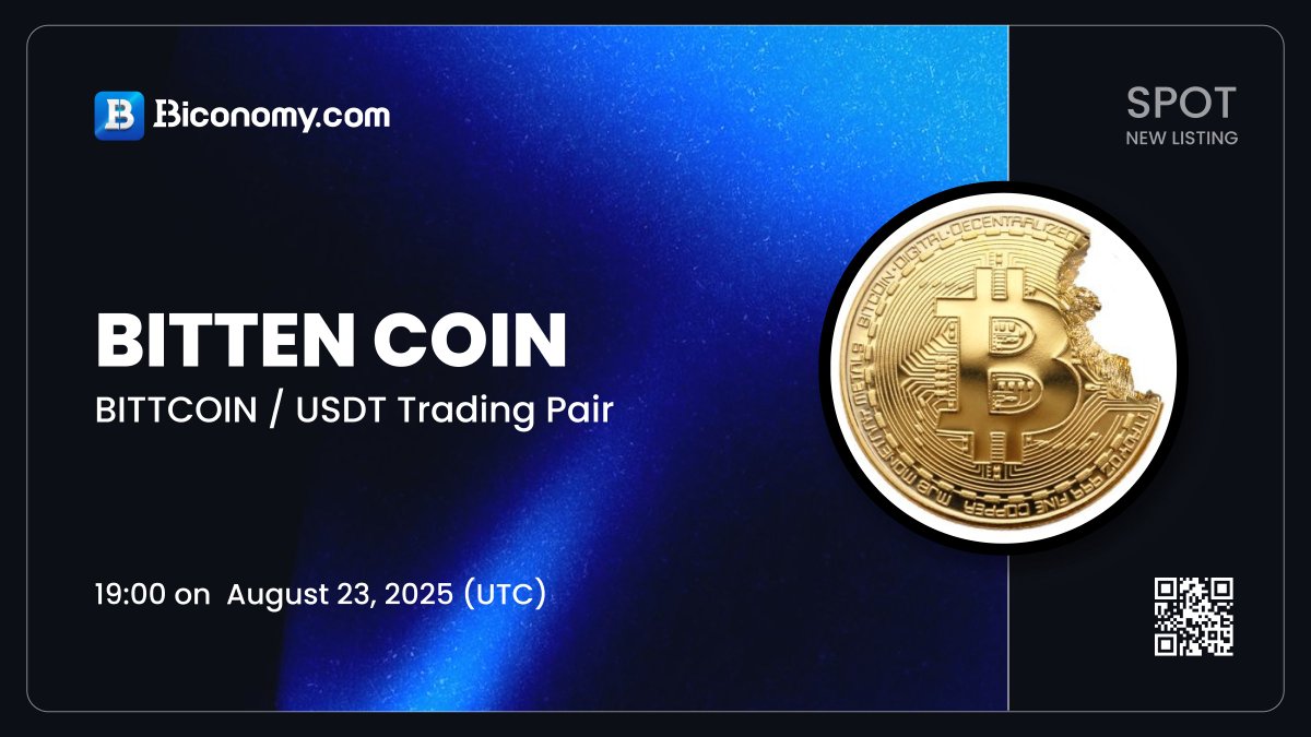 BiconomyCom's tweet photo. 🚀NEW LISTING🔥 $BITTCOIN
We are excited to announce that @bittencoin_net will be listed on https://t.co/egaqT81Snr! The #BITTCOIN / #USDT spot trading pair will be available on August 23, 2025, 19:00 (UTC)🔥
About #BittenCoin:
"Bitten Coin is a Bitcoin that has been bitten. It was created by Natoshi Sakamoto, the long lost cousin of Satoshi Nakamoto. All he wanted was a little bite of Bitcoin…A bitten coin"🚀
Full details👉 https://t.co/GHQIzo374z
#BiconomyCom #BIT #Crypto #Blockchain #Trading #cryptomarket #cryptocurrency #cryptonews #cryptocurrencynews #cryptocurrencies #web3