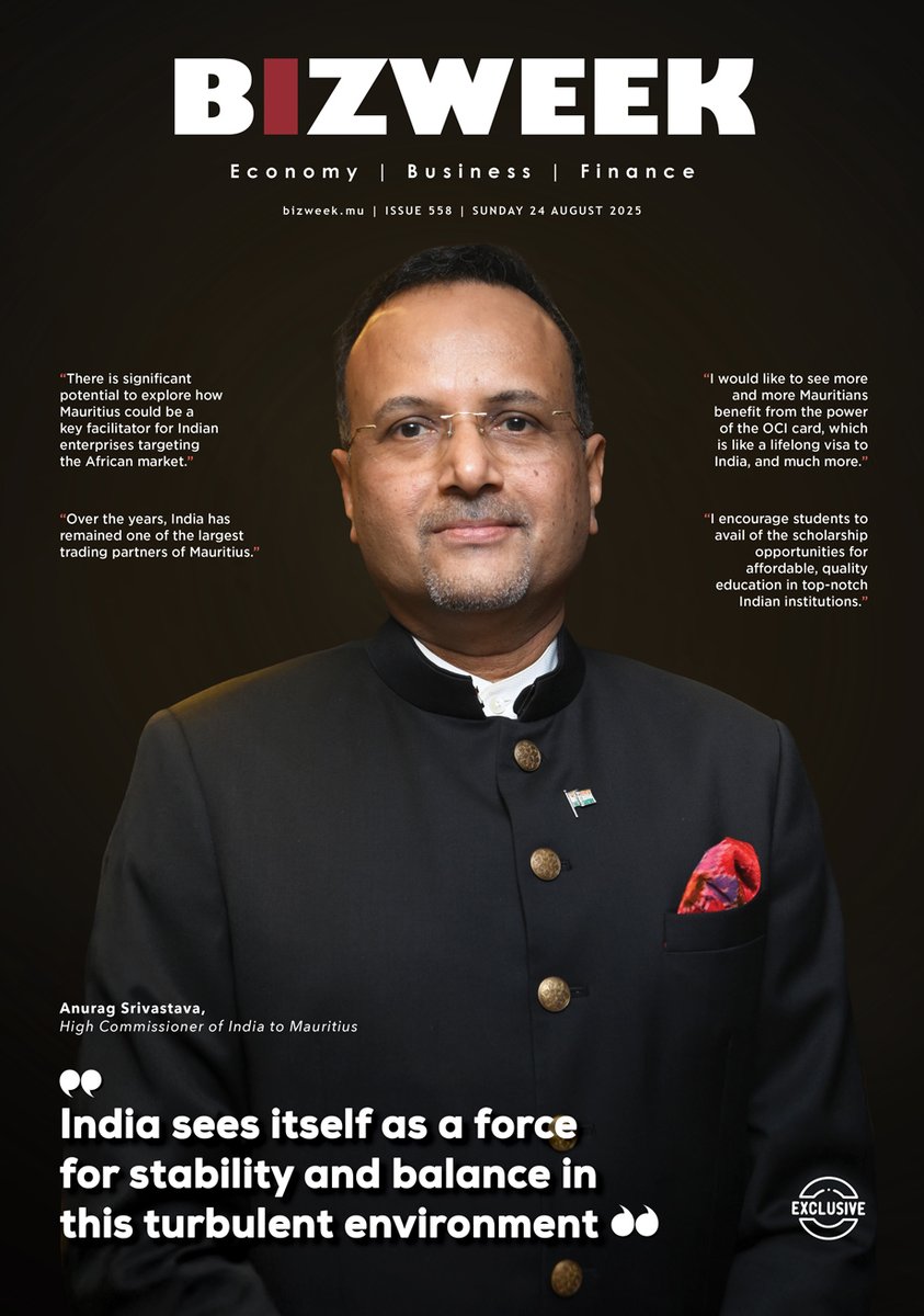 bizweekmu's tweet image. &quot;India sees itself as a force for stability &amp;amp; balance in this turbulent environment&quot; - Anurag Srivastava, High Commissioner of India to Mauritius.
@AnuragSrivstava 

📖 Read the full article on: bizweek.mu

#BIZweek #Mauritius #Business #Economy #Diplomacy #Finance