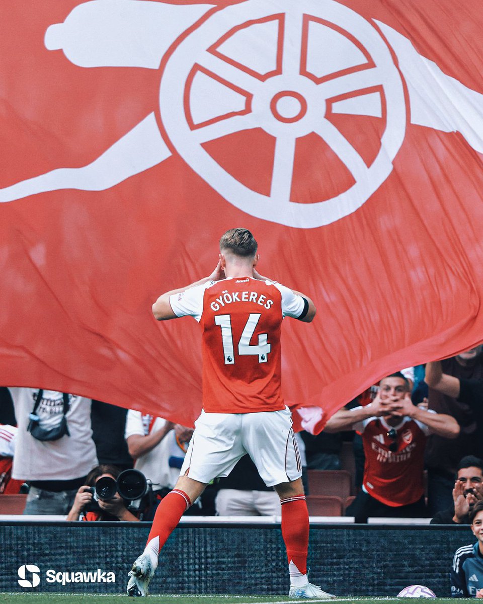 Viktor Gyökeres is just the second player to score 2+ goals on his home Premier League debut for Arsenal after Gabriel Jesus vs. Leicester in August 2022. 

We might be seeing that celebration a lot this season. 🎭