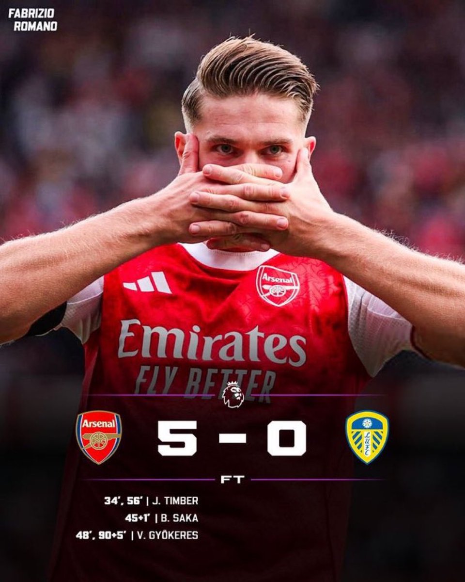 FT: 5-0. Two for our new main man. Arsenal are winning the League this season… and it will be thanks to this goal machine. 
#Gyokeres
