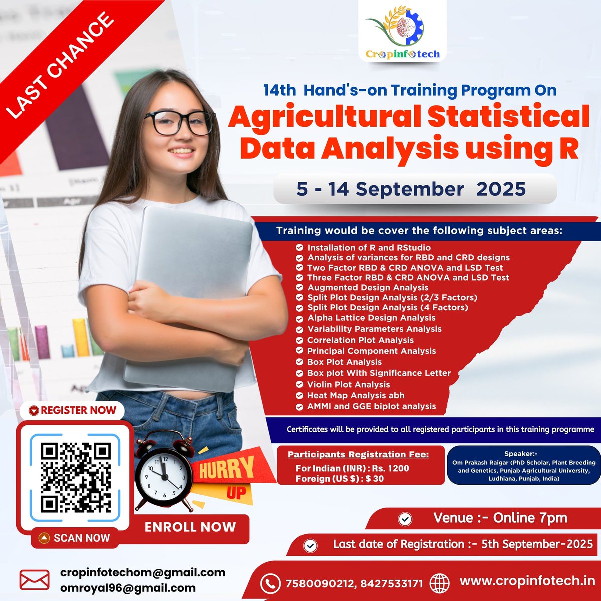 🌍 The future of agriculture is DATA-DRIVEN.
Will you be ready? 🚀

Join <a href="/CropInfotech/">CropInfotech</a>’s R Training 2025 and unlock skills that set you apart:
🎓 Certificate | 💻 Hands-on | 🌐 Online 
🔗 cropinfotech.in

#CropInfotech #FutureOfAgriScience #DataDrivenFarming #RStudio