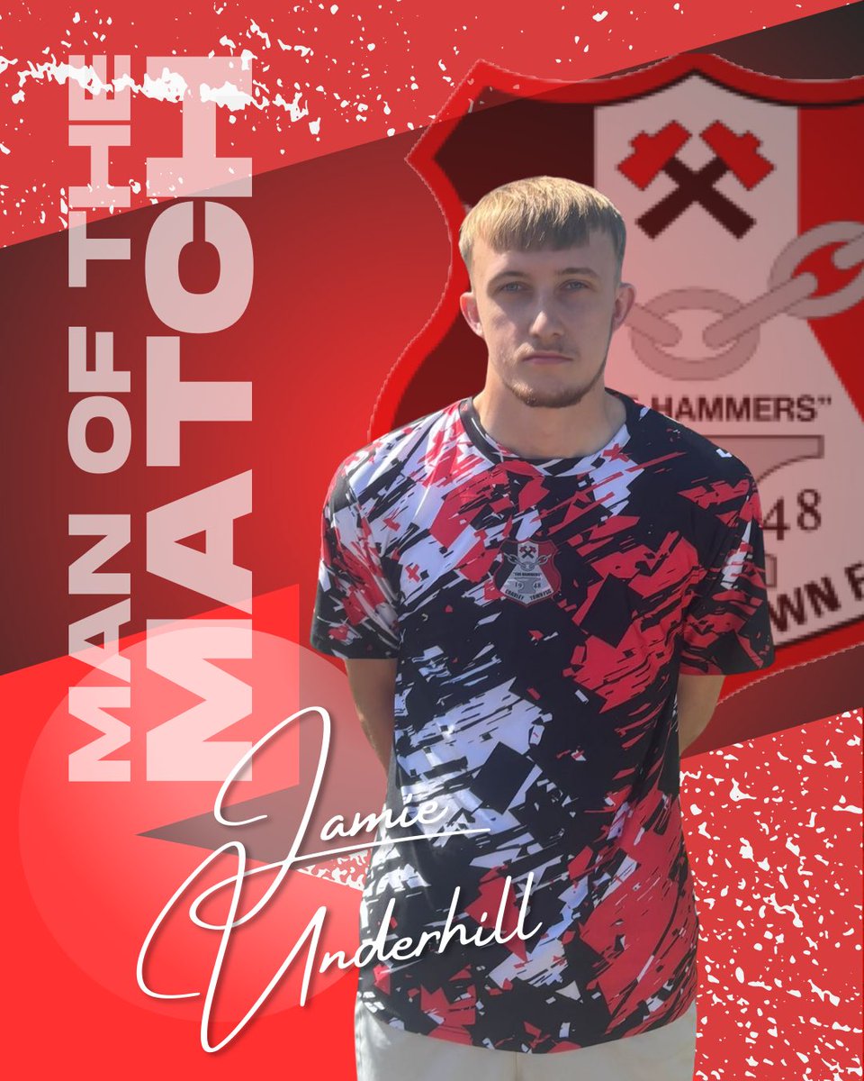 👊 Our Man of the Match goes to Jamie Underhill for a tireless performance for Cradley Town! 
Well deserved, Jamie! 🔴⚫ 

#CradleyTownFC #ManOfTheMatch #UpTheHammers