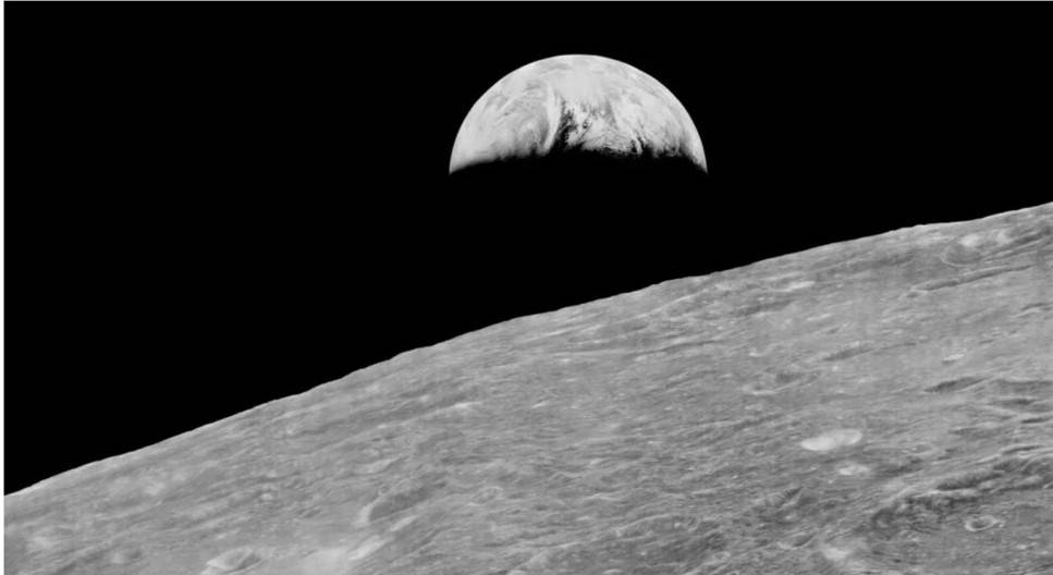 Lunar Orbiter 1 captured the first image of Earth from lunar orbit on this day in history in 1966.

Pictured here are the original image (left) and a digitally reprocessed version (right).