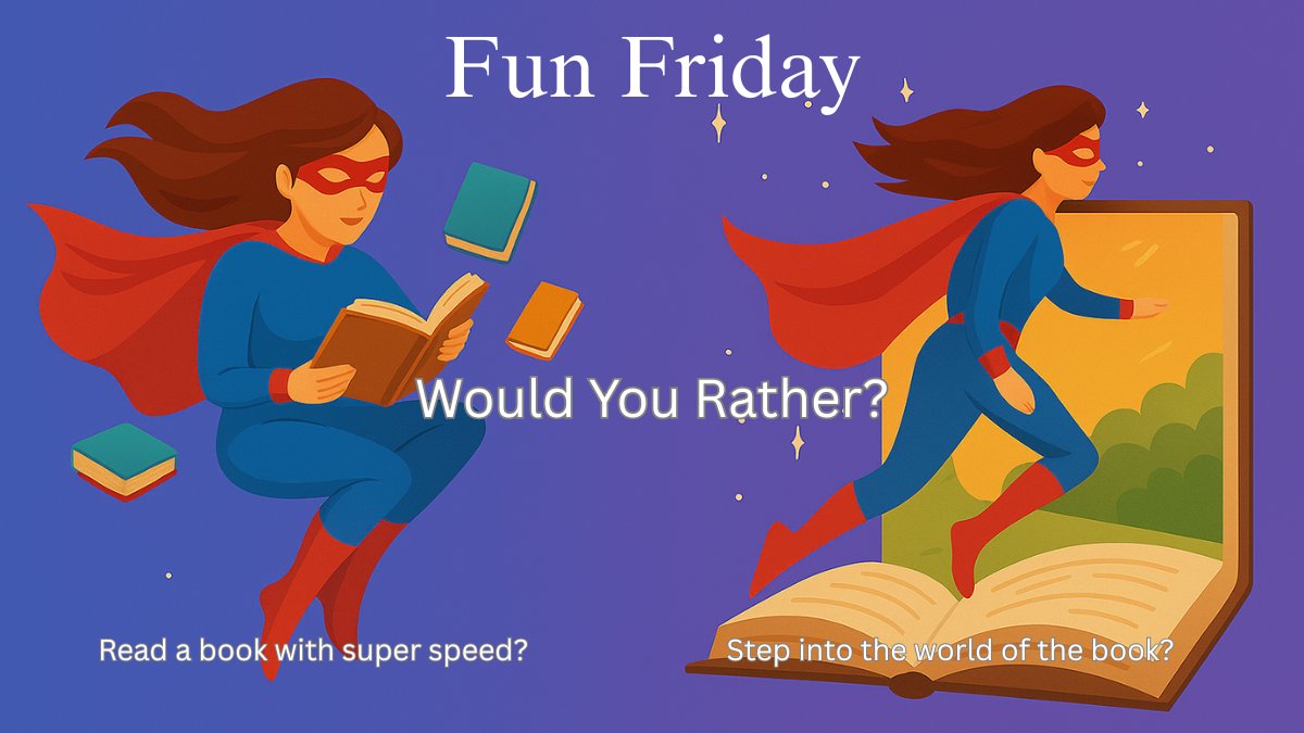 ✨ Fun Friday! ✨
If you could have ONE bookish superpower…
⚡ Instantly finish your TBR pile
OR
🗝️ Step inside any book for a day?