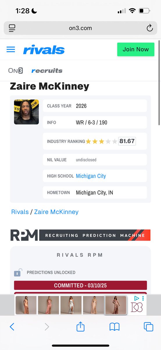 Blessed to be deemed a 3 star. <a href="/On3sports/">On3</a> <a href="/GregSmithRivals/">Greg Smith</a> <a href="/SWiltfong_/">Steve Wiltfong</a> <a href="/PrepRedzoneIN/">Prep Redzone Indiana</a> <a href="/IndianaPreps/">Indiana Preps</a> <a href="/CoachCodyFrench/">Coach French</a>