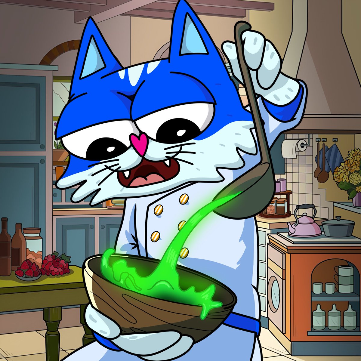 nakathebasecat's tweet photo. Chef Naka cooking up something magical in the kitchen… don’t ask what’s in the pot, just know it’s pure degen fuel.  

#NAKA https://t.co/ORQXUpVBmH