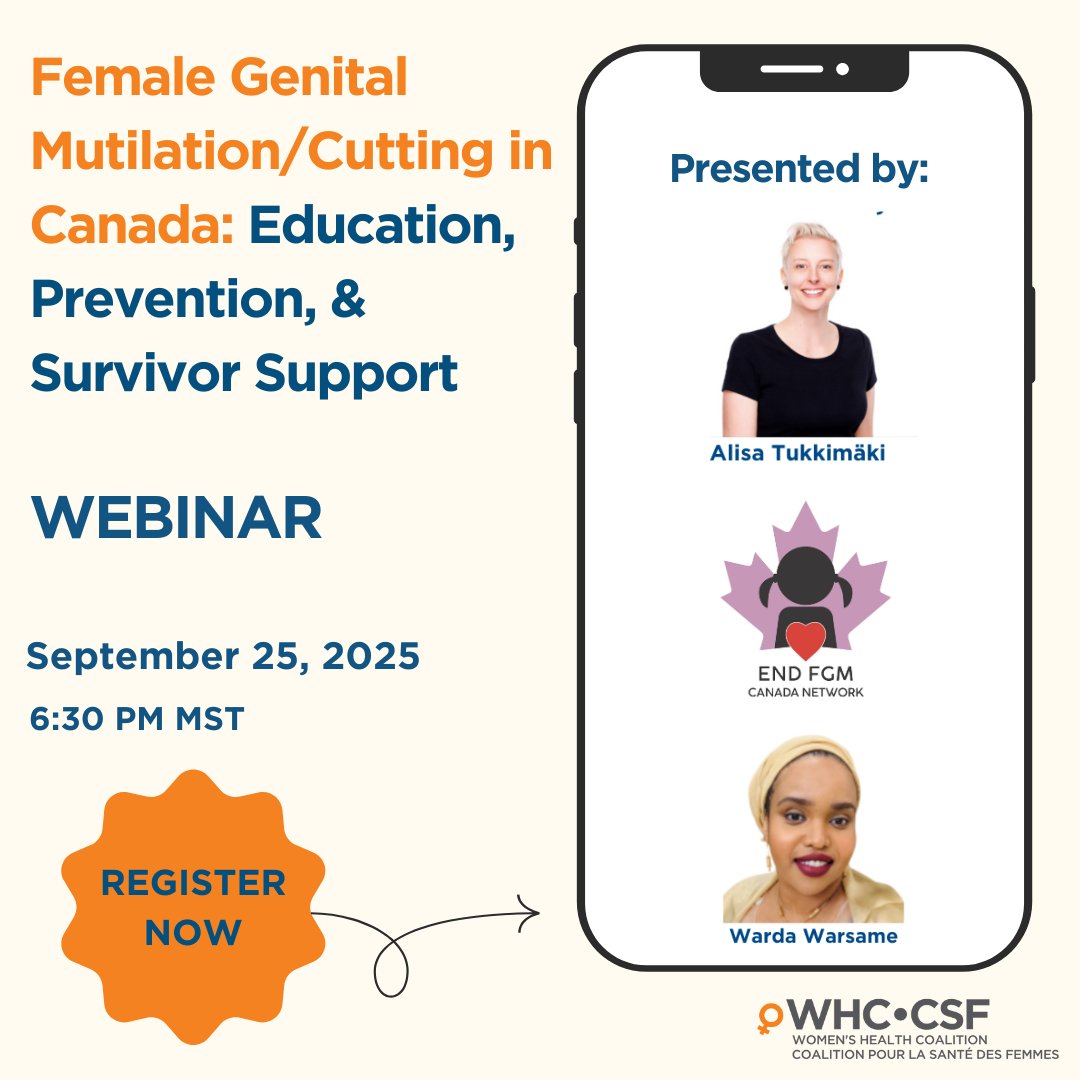🎤 Upcoming Webinar 🎤 

Join us for an important conversation on FGM/C in Canada: Education, Prevention, &amp; Survivor Support.

🗓 Date: September 25th, 2025
 ⏰ Time: 6:30 PM MST
 📍 Online via Eventbrite

🔗 Register today: lnkd.in/gGD8gW8m