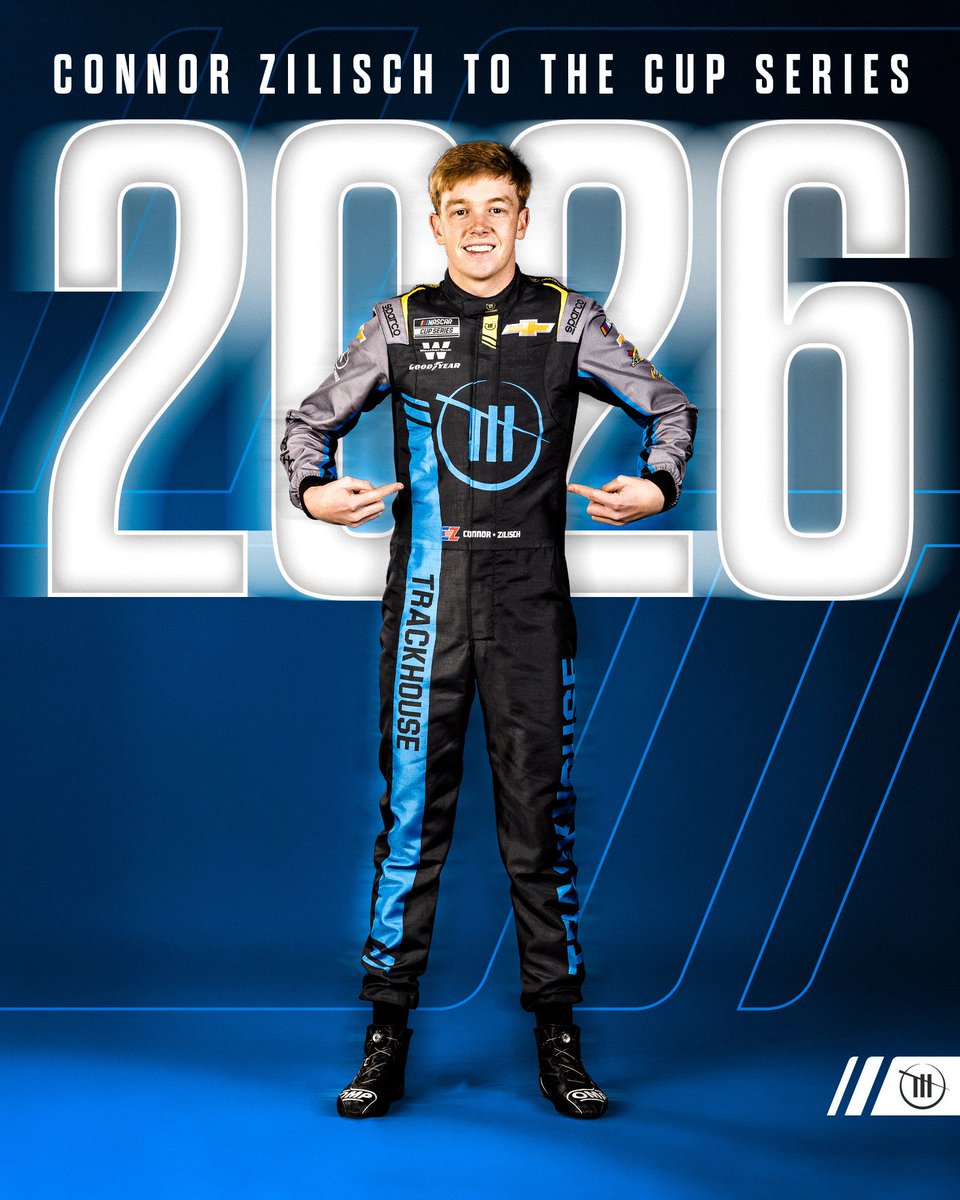 Trackhouse Racing (@teamtrackhouse) on Twitter photo NEWS: Welcome to the NASCAR Cup Series, <a href="/ConnorZilisch/">Connor Zilisch</a>‼️
The 19-year-old will race full-time for The House beginning in 2026 and beyond. NEWS: Welcome to the NASCAR Cup Series, <a href="/ConnorZilisch/">Connor Zilisch</a>‼️
The 19-year-old will race full-time for The House beginning in 2026 and beyond.