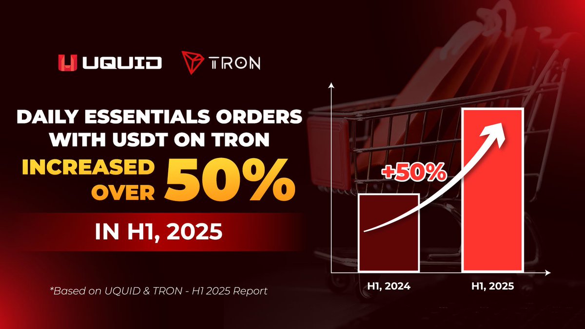 🚀 Turning Crypto Into Daily Life with #TRON on #UQUID!

Did you know? In H1 2025, daily essentials purchases on UQUID via <a href="/trondao/">TRON DAO</a> jumped over 50% compared to last year! That’s not just growth, it’s a sign that #TRON is powering real-world spending at scale, making blockchain a