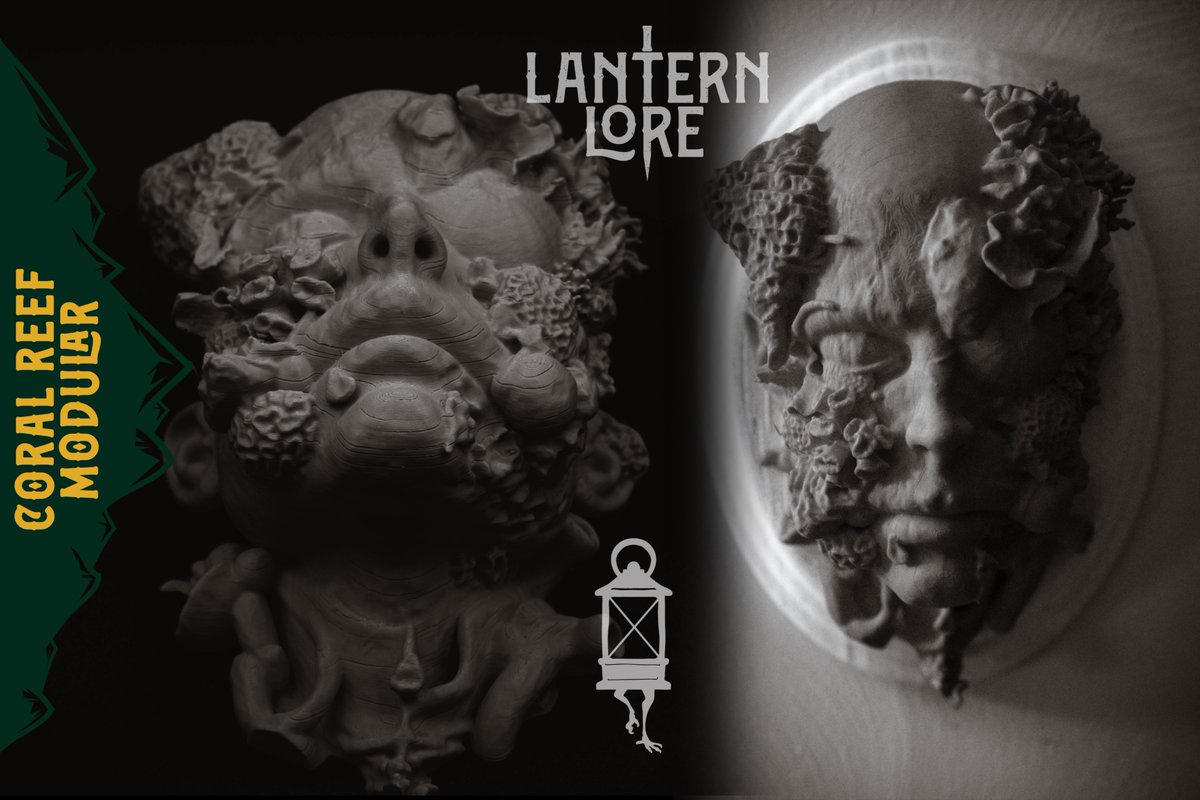 CORAL MODULAR
A face overtaken by the reef.
Oceanic decay meets gothic design in this swappable wall plaque from Lantern Lore.

Wall hook by <a href="/Littletup3D/">Littletup</a> 
Prints clean
Modular face system
Files tinyurl.com/2m3fbjmv

#3dprinting #coralreef #modulardecor  #darkart