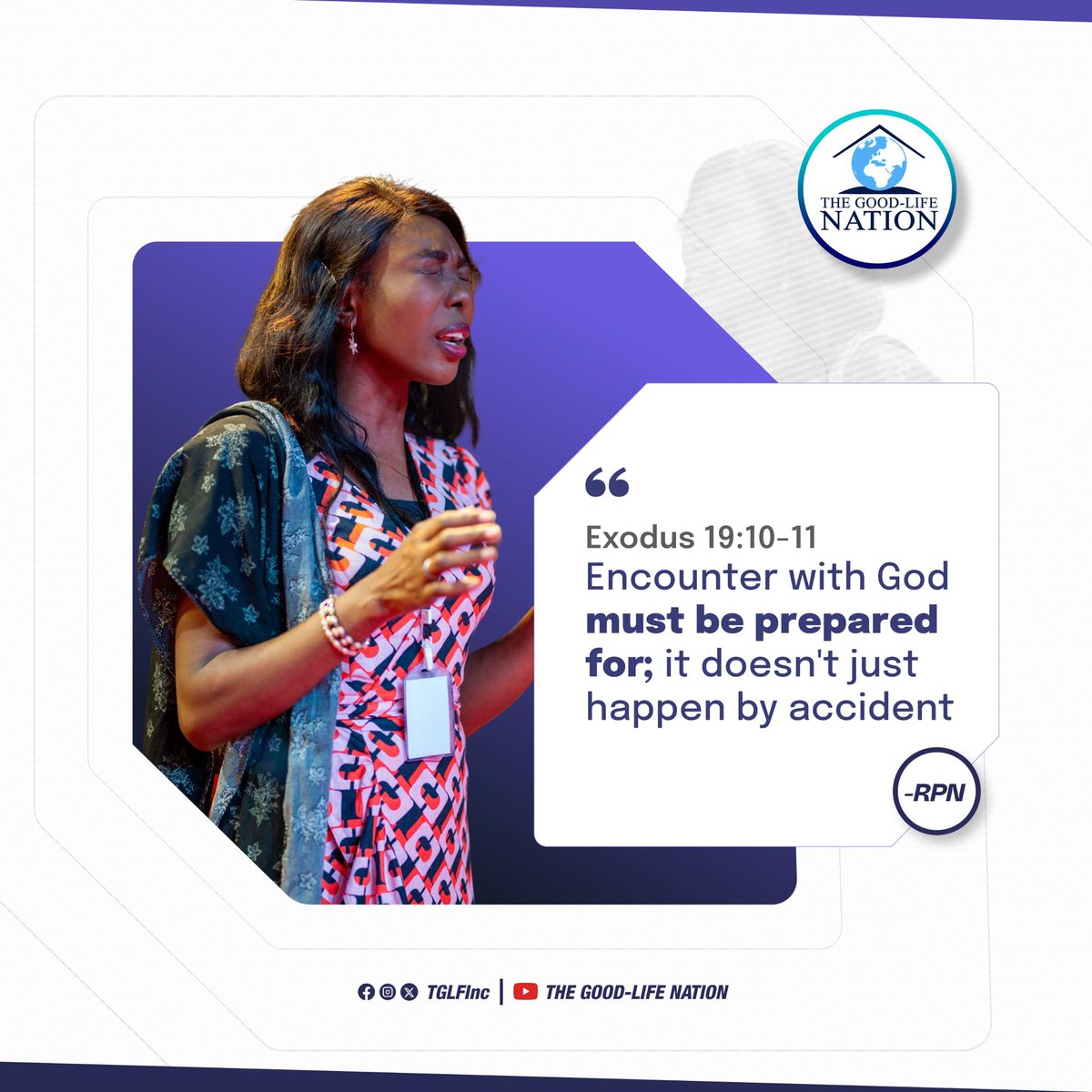 Exodus 19:10-11
Encounter with God must be prepared for; it doesn't just happen by accident. -RPN 

#RPN 

#APeopleCome