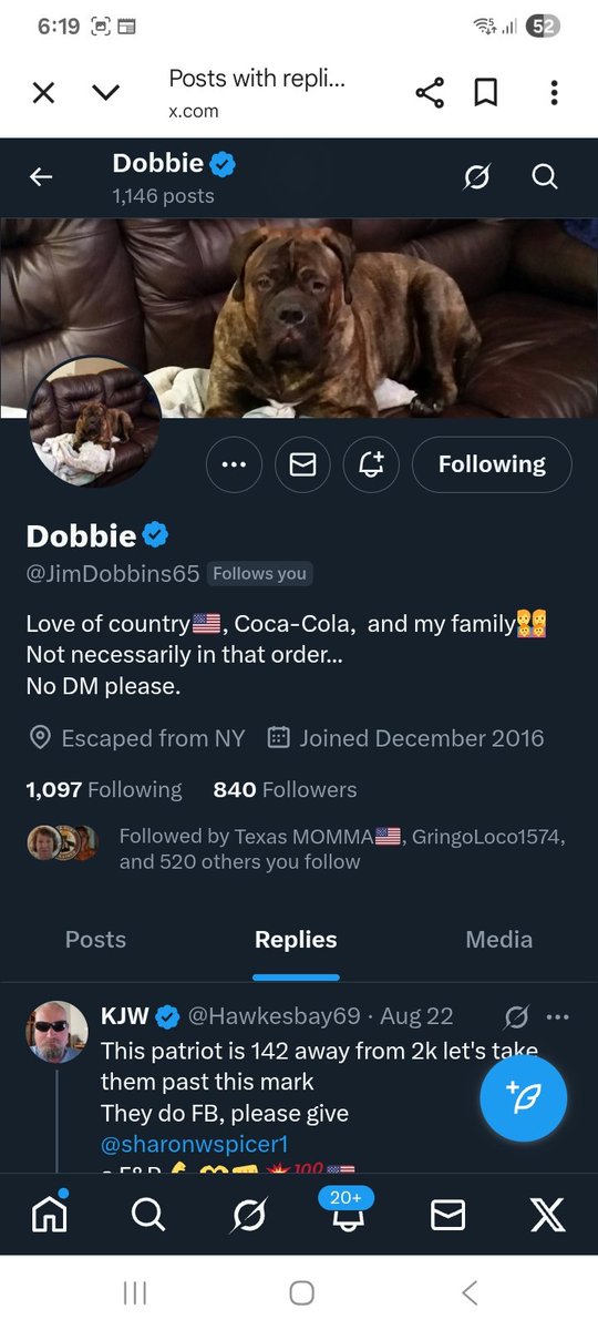 Can we get this patriot some more friends 
<a href="/JimDobbins65/">Dobbie</a> 
F&amp;R 💪🫶👊💥💯🇺🇸