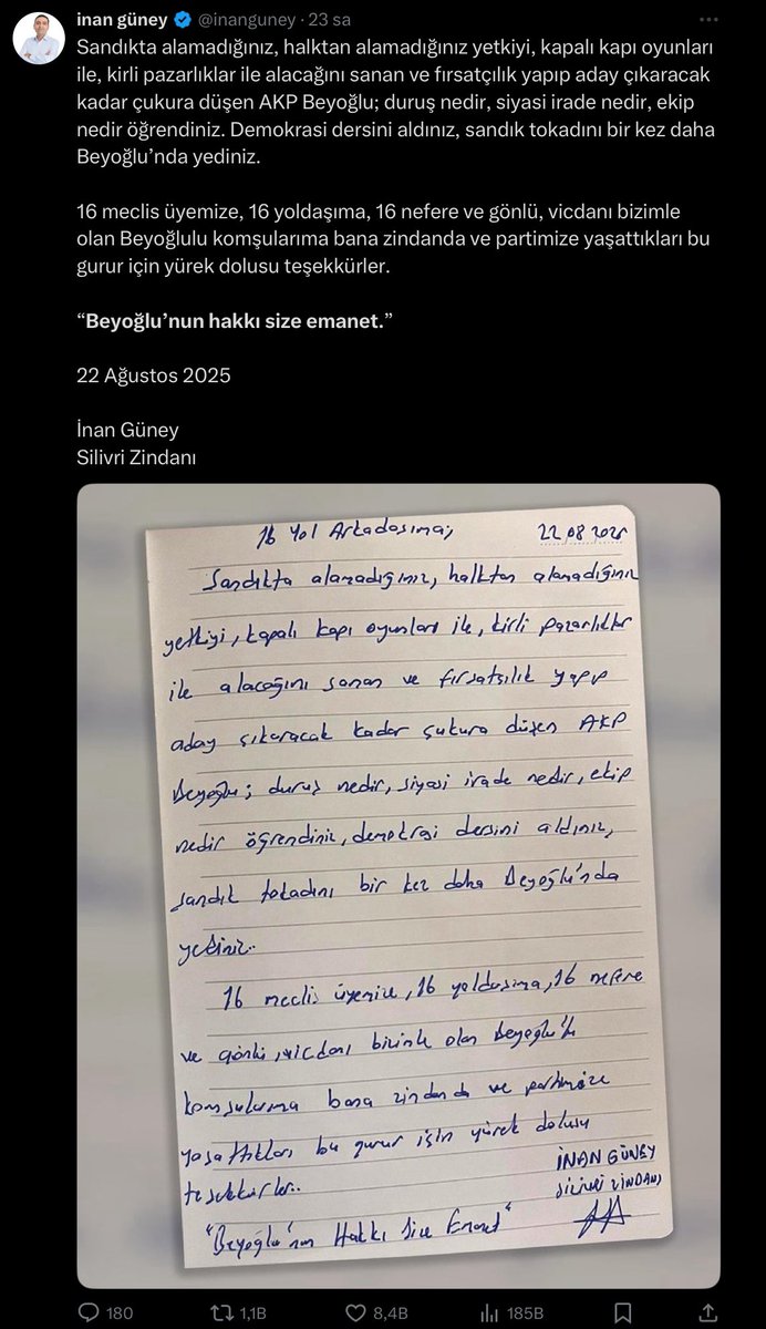 Senin siyasi irade dediğin şey, meclis üyelerinin eline telefon tutuşturup oy pusulasını çektirmek mi?

Belediye binasına hapsedip başına adam dikmek mi?

Senin duruş dediğin şey, apar topar belge imha etmek mi?

Hak diyorsun ya hani. Neyden yargılanıyordun sahi?