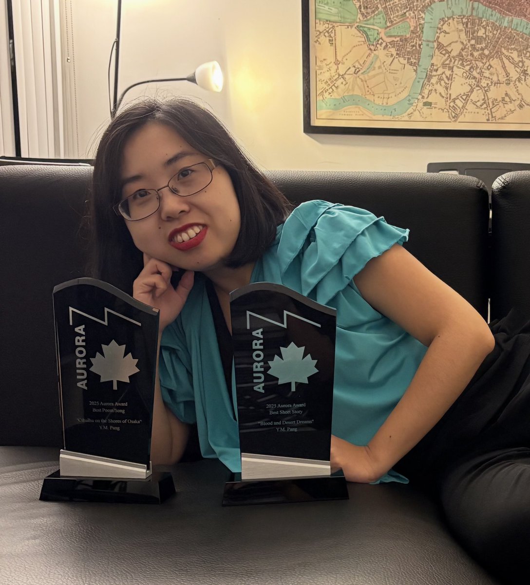 Look what arrived in the mail! Aurora Awards in their natural habitat.

#auroraawards #sff #CanadianSFF #shortstories #poetry