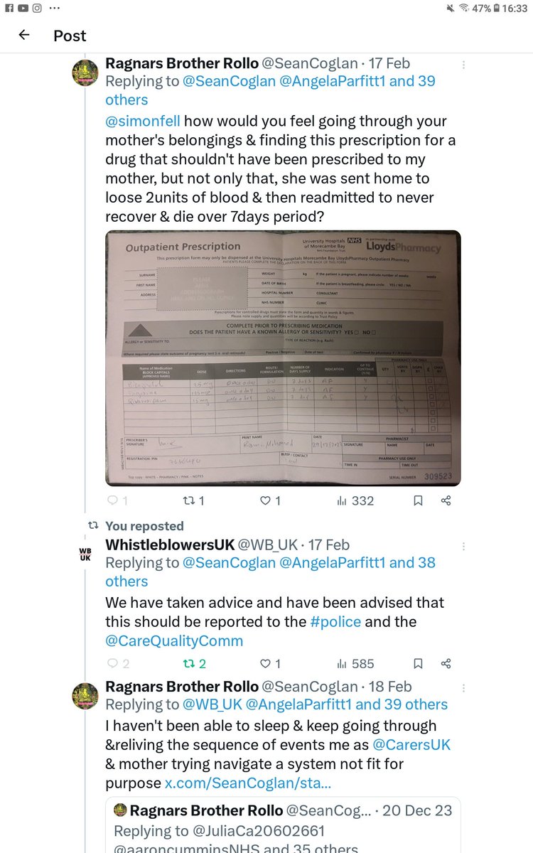 Ragnars Brother Rollo (@seancoglan) on Twitter photo <a href="/ChrisMcIlgorm/">Chris McIlgorm</a> <a href="/aaroncumminsNHS/">Aaron Cummins</a> <a href="/UHMBT/">MorecambeBayNHSTrust</a> <a href="/NHSEnglandNorth/">NHS England North</a> <a href="/LSCICB/">Lancashire and South Cumbria ICB</a> #patientexperience #patientsafety #PatientCare #invisabledisability #DutyofCandour #noadvocacy #nolanprinciples #publiclife #clinicalincidents #Truthtopower <a href="/JamesTitcombe/">James Titcombe</a> <a href="/Johnrashton47/">John Ashton ( you, us, I)</a> <a href="/drphilhammond/">Dr Phil Hammond 💙</a> <a href="/ShaunLintern/">Shaun Lintern</a> <a href="/CareQualityComm/">Care Quality Commission</a> <a href="/CommonsHealth/">Health and Social Care Committee</a> <a href="/age_uk/">Age UK</a> x.com/SeanCoglan/sta… <a href="/ChrisMcIlgorm/">Chris McIlgorm</a> <a href="/aaroncumminsNHS/">Aaron Cummins</a> <a href="/UHMBT/">MorecambeBayNHSTrust</a> <a href="/NHSEnglandNorth/">NHS England North</a> <a href="/LSCICB/">Lancashire and South Cumbria ICB</a> #patientexperience #patientsafety #PatientCare #invisabledisability #DutyofCandour #noadvocacy #nolanprinciples #publiclife #clinicalincidents #Truthtopower <a href="/JamesTitcombe/">James Titcombe</a> <a href="/Johnrashton47/">John Ashton ( you, us, I)</a> <a href="/drphilhammond/">Dr Phil Hammond 💙</a> <a href="/ShaunLintern/">Shaun Lintern</a> <a href="/CareQualityComm/">Care Quality Commission</a> <a href="/CommonsHealth/">Health and Social Care Committee</a> <a href="/age_uk/">Age UK</a> x.com/SeanCoglan/sta…