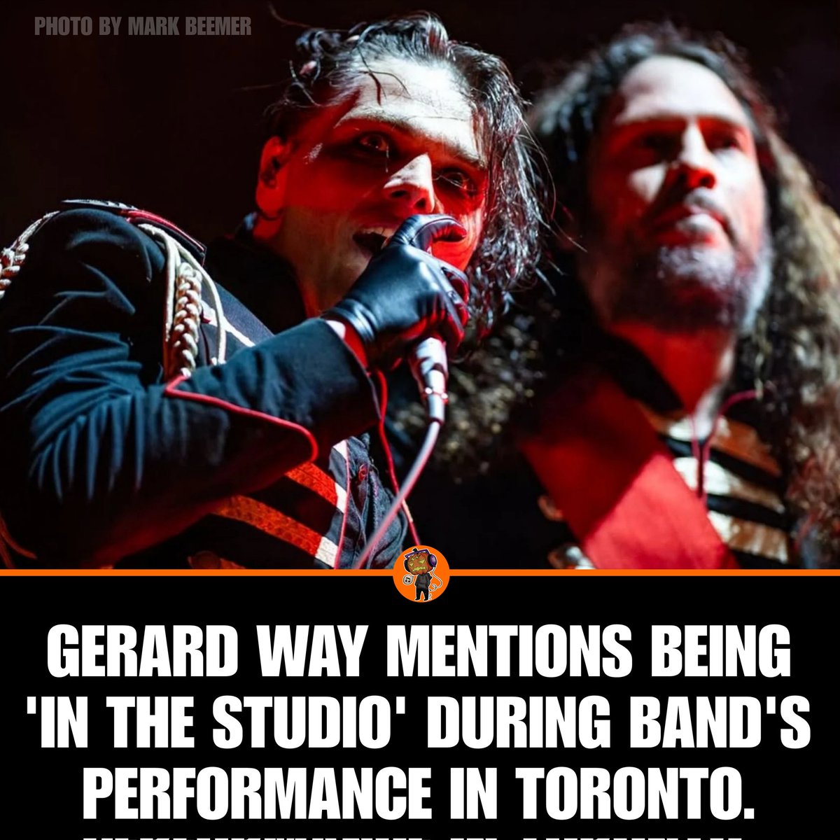 Gerard Way has sent My Chemical Romance fans spiraling after off-handedly mentioning being 'in the studio' during band's performance in Toronto before quickly changing the subject.