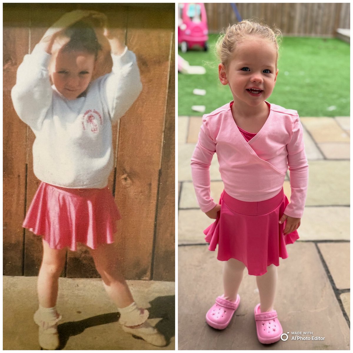 Same dance school… similar uniform… now time for my mini me to get the ballet shoes. Same ages for us in the photo 🥰❤️ shine bright and reach for the stars baby 🥹