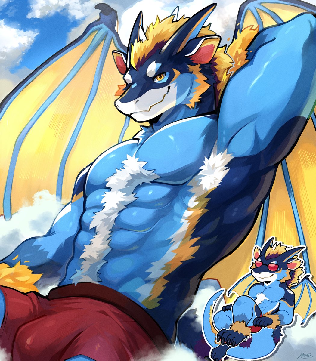 teryxc's tweet image. After a fiery session at the gym, Solaris takes it easy in the clouds.
It&apos;s time to dry off my sweat by soaking up the sun~
🎨 by @Mintealon
