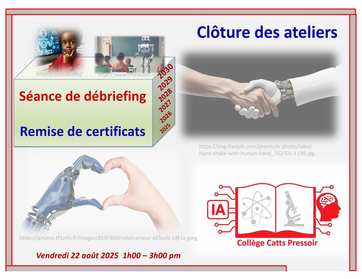 2e journée de formation à #CattsPressoir, autour du thème  “IA et psychologie humaine : vers une nouvelle ère cognitive”.
3e journée
Nous avons clôturé avec l’aspect sociolinguistique
Des séances de formation plus spécialisée suivront au cours du mois de septembre prochain.