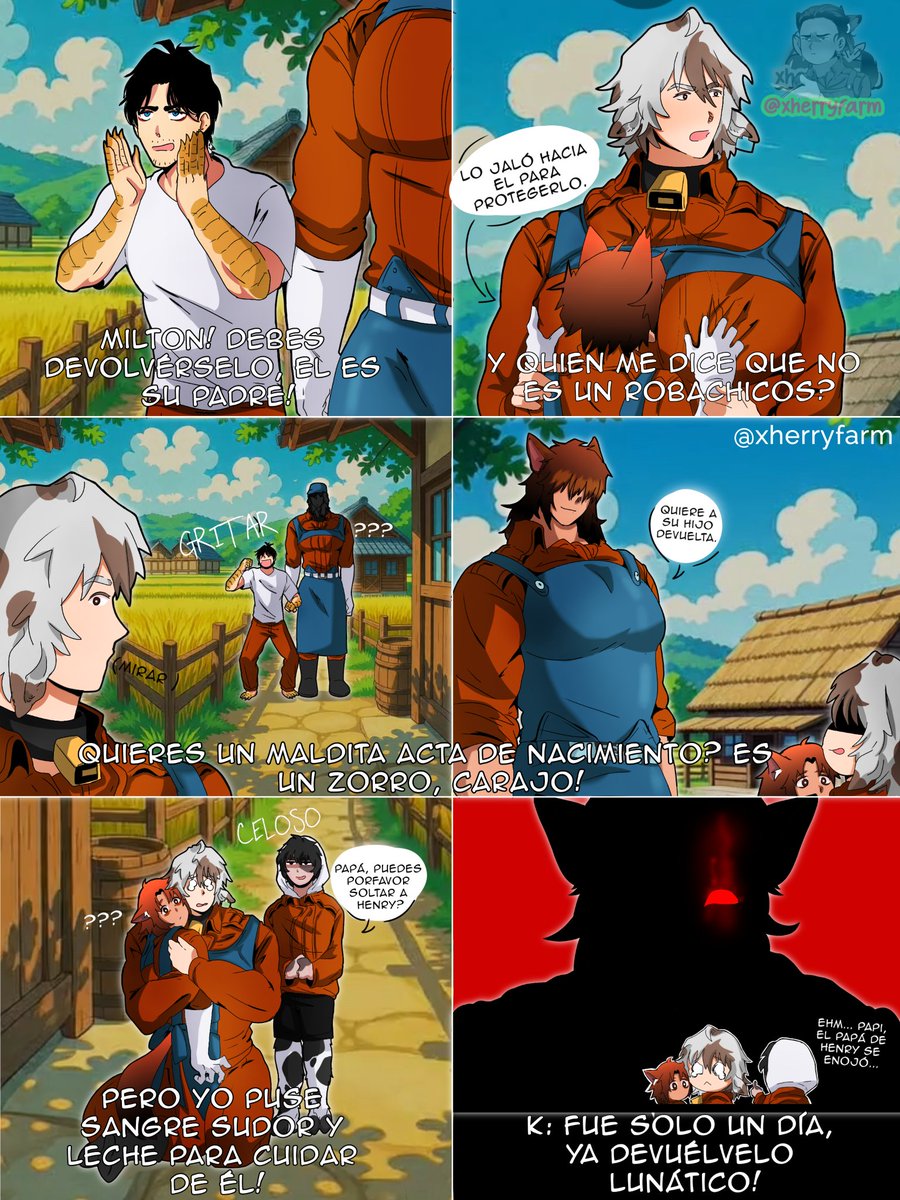 Meme que hice basándome en uno que guardé hace tiempo. 
#fanart #OC #mrasfarm #milton #K #Fluffy #meme #lagranjadelseñorA
