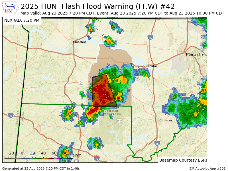 HUN issues Flash Flood Warning [flash flood: radar indicated] for Lawrence [AL] till Aug 23, 10:30 PM CDT mesonet.agron.iastate.edu/vtec/f/2025-O-…