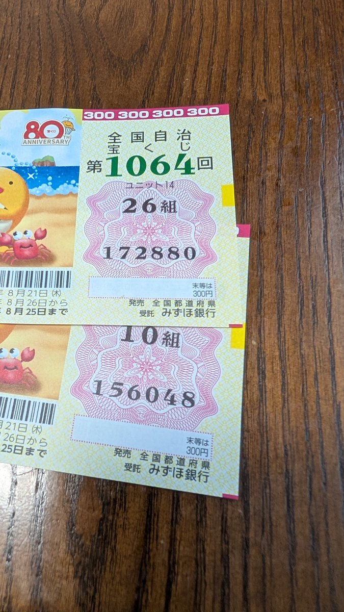 サマージャンボ宝くじを買ったら、3,000円と300円が当たったので＋10％！1ヶ月で投資効率＋10％！ ビットコインみたいに宝くじ を買い続けるだけの会社を作って上場します！