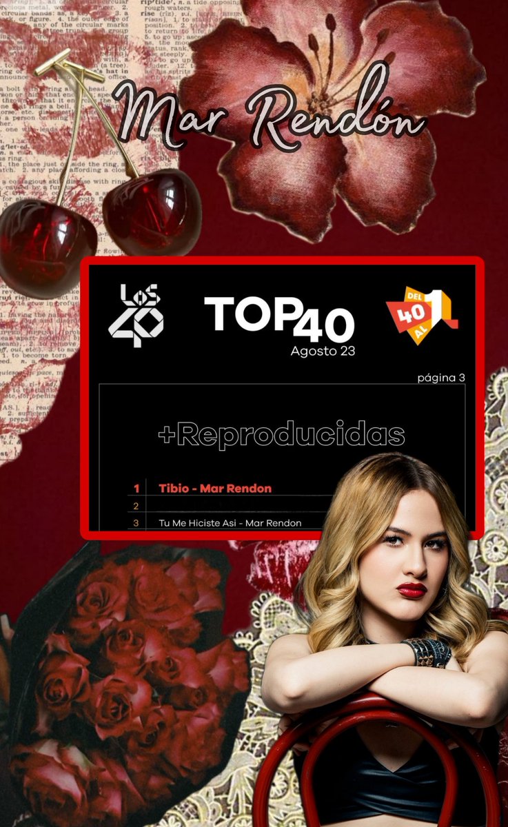 Mar Rendón Radio (@radiomarrendon) on Twitter photo Esta semana #TIBIO se ubicó número 1 como la más reproducida y solicitada en <a href="/Los40Quito/">LOS40 Ecuador</a> mientras que #TuMeHicisteAsi es top 3, grandes temazos de nuestra querida <a href="/MarRendonMusica/">Mar Rendón 🩷</a> siguen firmes dentro de los charts de Radios.
#MarRendon
#los40
#Del40al1 Esta semana #TIBIO se ubicó número 1 como la más reproducida y solicitada en <a href="/Los40Quito/">LOS40 Ecuador</a> mientras que #TuMeHicisteAsi es top 3, grandes temazos de nuestra querida <a href="/MarRendonMusica/">Mar Rendón 🩷</a> siguen firmes dentro de los charts de Radios.
#MarRendon
#los40
#Del40al1