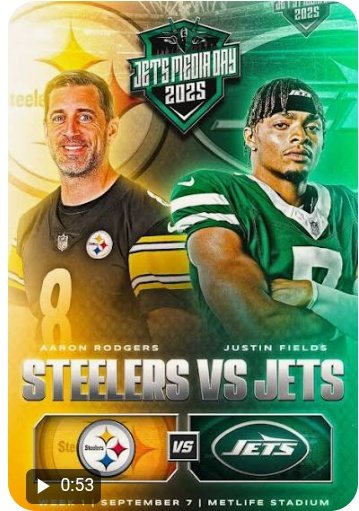 Week 1 @ home vs. the Pittsburgh Steelers on opening day is a #MUST win.

Nothing would become more deflating for our locker room than to watch Aaron Rodgers beat us during our season opener.

#JetUp
