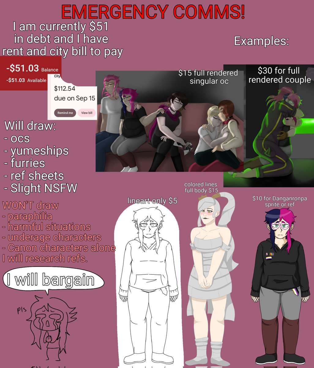 I'm in debt anything would help 
:( #commissions #commissionsopen #Commission #yumetwt #art