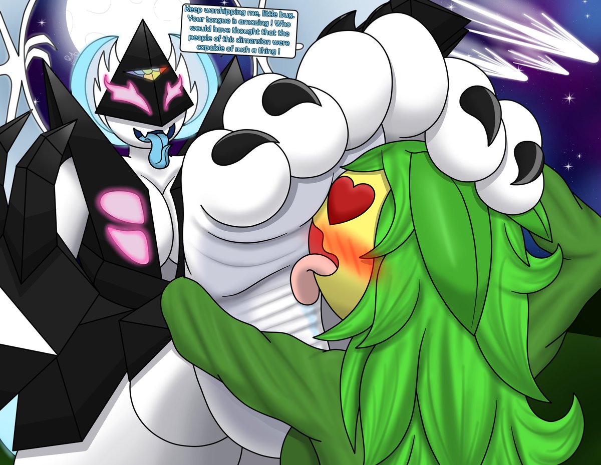 11th art trade with my friendo <a href="/NotMarcosos/">Marcosos</a> :>

An ultra breach appeared in the sky and Necrozma emerged from the rift ! Guess who Necrozma fell on ? Our favorite bug girl : Myra ! When Myra saw Necrozma's feet, she decided to worship her in the Earthling way : the best worship