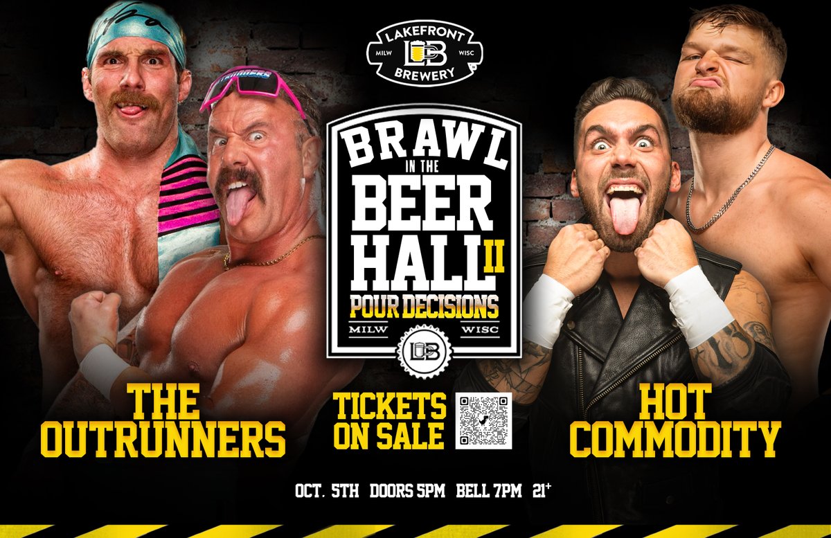 Pro Wrestling Ventures (@prowresventures) on Twitter photo The Outrunners v Hot Commodity
10/5 <a href="/lakefront/">Lakefront Brewery</a> BRAWL IN THE BEER HALL II
🎟️ TICKETS
ticketleap.events/tickets/lakefr… The Outrunners v Hot Commodity
10/5 <a href="/lakefront/">Lakefront Brewery</a> BRAWL IN THE BEER HALL II
🎟️ TICKETS
ticketleap.events/tickets/lakefr…