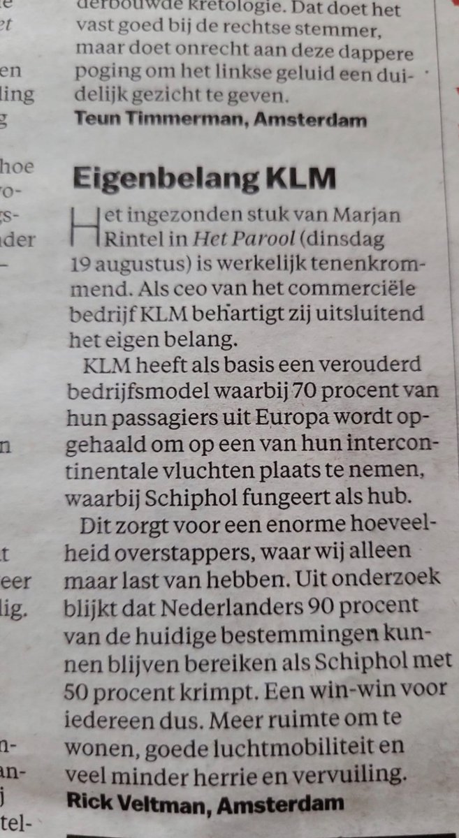 Ik wil Rick Veltman uit Amsterdam bedanken voor het vakkundig gehakt maken van de lulkoek van KLM’s <a href="/MarjanRintel/">Marjan Rintel</a>