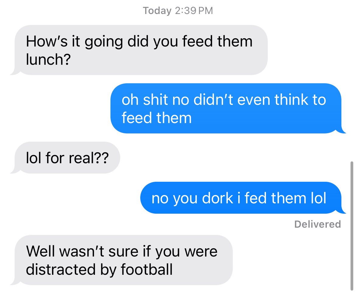 my wife’s gone today and apparently has zero faith in me as a parent.