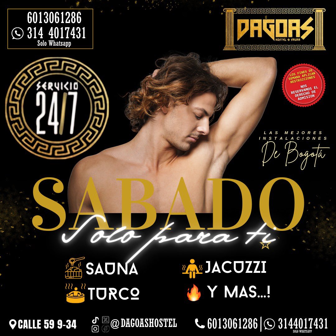 ✨ Sábado solo para ti ✨
Relájate, disfruta y vive la experiencia que solo las mejores instalaciones de Bogotá pueden darte.

Pases de cortesía?

✅DEBES SEGUIRNOS  y dar 💙+ 🔁 (retweet) a este tweet y TODOS nuestros posts
