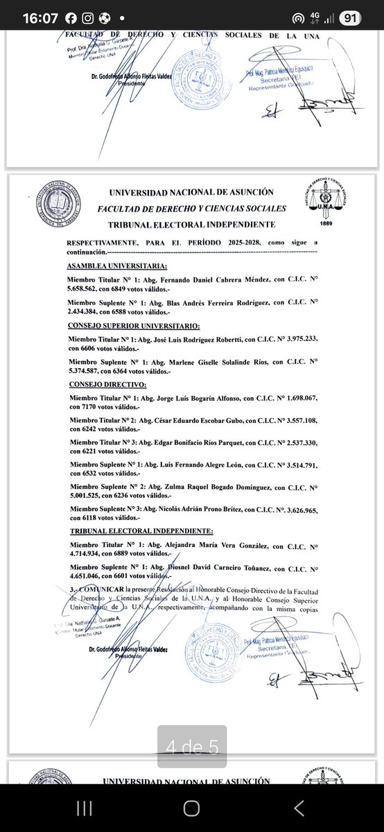El esfuerzo realizado ha sido gratificante, gracias a la confianza depositada por los 6606 colegas egresados de Derecho UNA en todp los rincones del país, quienes me han permitido formar parte del Consejo Superior Universitario de la UNA.
Es nuestro momento de la alianza!
