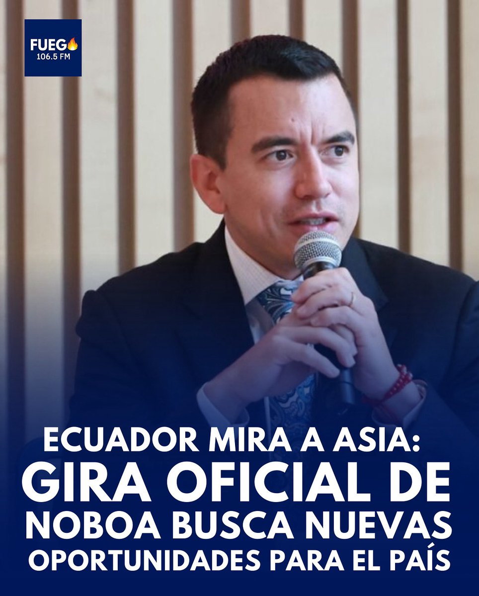106.5 FM Radio Fuego (@fmradiofuego) on Twitter photo ✅ El presidente Daniel Noboa <a href="/DanielNoboaOk/">Daniel Noboa Azin</a> firmó el Decreto Ejecutivo N.º 110 para declarar en comisión de servicios a la delegación que lo acompañará en su gira oficial a Japón y Vietnam, que se realizará del 24 de agosto al 2 de septiembre.
🌏 La comitiva estará integrada ✅ El presidente Daniel Noboa <a href="/DanielNoboaOk/">Daniel Noboa Azin</a> firmó el Decreto Ejecutivo N.º 110 para declarar en comisión de servicios a la delegación que lo acompañará en su gira oficial a Japón y Vietnam, que se realizará del 24 de agosto al 2 de septiembre.
🌏 La comitiva estará integrada